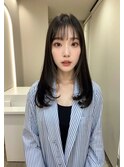 イメチェンハッシュカットフルバング似合わせレッドブラウン