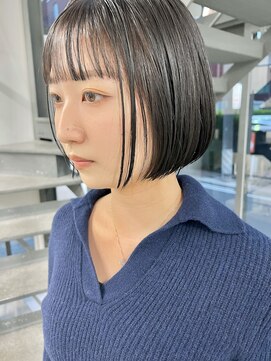 ヘアー アイス 御器所本店(HAIR ICI) 20代30代ミニボブココアブラウン小顔美肌ストレート