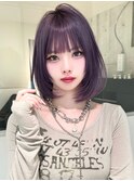 ハイトーンミディラベンダーアッシュケアブリーチレイヤーカット
