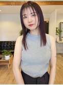 20代30代40代◎大人可愛い前髪ロングヘア/レッドカラー