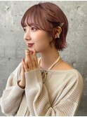 熊本 ショートボブ お呼ばれアレンジ ピンクブラウン Arisa.