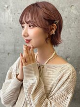 ソア 並木坂(Soa) 熊本 ショートボブ お呼ばれアレンジ ピンクブラウン Arisa.