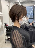 ハイライトレイヤーカットグレージュベージュショート髪質改善