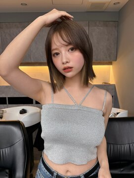 ラル 立川(lar) インナーカラーbob_くびれヘアアプリコットオレンジ