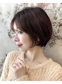 《岩田莉奈》40代50代に人気の似合わせ丸みショートボブ 新宿