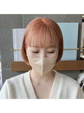 シロ 甲東園店(SHIRO) アプリコットオレンジカラー・ミニボブ