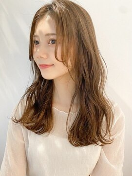 シノヤ 本店 コーラルベージュ/韓国風巻き髪ロング/顔回りレイヤー/30代40代