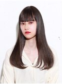 ナチュラルロング/ぱっつん前髪/重めバング＠30代40代50代