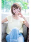 大人可愛いカジュアルセミロング