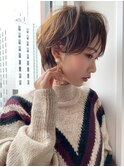 大人可愛い20代30代40代前下がりショートボブ丸みショート◎