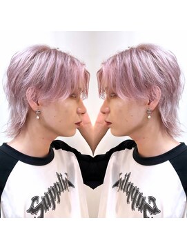 ルーム(Room) 韓国センターパート/メンズウルフ/ピンクアッシュ