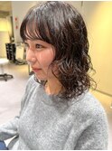 【デジタルパーマ】ミディアムウルフ×くるくるパーマ