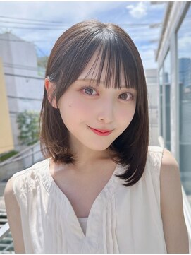 カシュカシュ 表参道(cache cache) ボブシースルーぱっつん前髪おくれ毛ロブミディアムロング