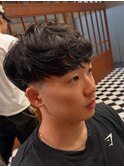 フェザーパーマサーフカール刈り上げセンターパート Y