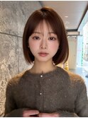 大人ボブ銀座レイヤーカット有楽町ミディアムボブベージュ