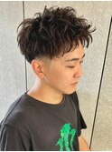 ジェットモヒカン束間ショートワンカールパーマニュアンスパーマ