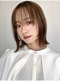 シースルーバング × 外ハネレイヤーボブ