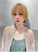 ハイトーンショートダブルカラーマッシュブロンズシースルー