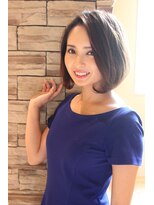 レウナ 外苑前(Reuna)&nbsp;大人可愛いひし形ボブ　ワンカール　黒髪アッシュ