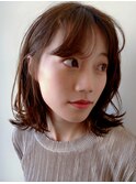 【keep hair design三橋】外ハネミディー×大人の柔らかベージュ