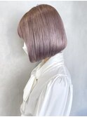 ホワイトラベンダーボブ_アースカラーくびれヘア_ba363211