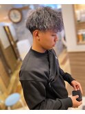 メンズ無造作フェード束感ツイストスパイラルショートストリート
