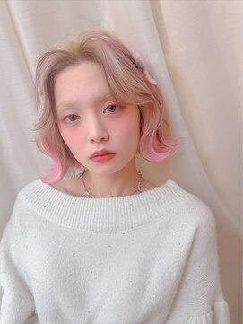 ユーリ(JUURI) ピンクカラー/ブロンド/ボブ/エンドカラー