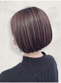 大人可愛い丸みボブピンクラベンダーベージュベビーピンク