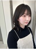 外ハネレイヤー/サイドバング/前髪カット/オリーブグレージュ