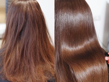ヘアーアンドエステ ハラダ 滝ノ水店(Hair&Esthe Harada)の写真/ダメージレスな縮毛矯正でまっすぐになり過ぎない柔らかストレートヘアに！思わず触れたくなるさらツヤ髪