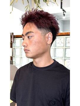 アイダブリューティー ヘア デザイン(IWT hair design) スパイキーテーパーチェリーレッド【大名/メンズカット】