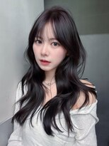 アイティー バイ アルバム 浦和店(IT by ALBUM)&nbsp;ロング黒髪前髪カット顔周りレイヤー韓国ヘア_F21312
