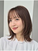 表参道酸性ストレート艶髪ミディアムレイヤーアッシュグレー30代