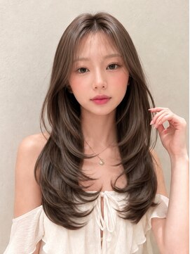 ベル 新宿(Belle) 美髪矯正ハッシュカットシースルーバングレイヤーミルクベージュ