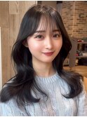 表参道アフロート張替　シースルーバング　くびれヘア