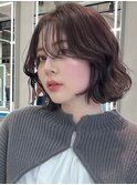 デジタルパーマミニウルフチェリーブラウンホワイトグレージュ