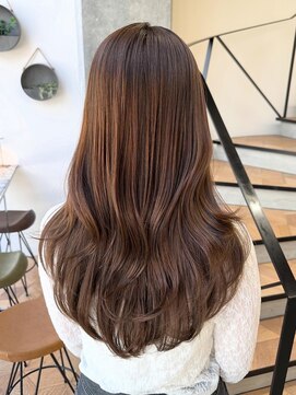 ミリ(mm) レイヤーカット ブラウンベージュ カラー 韓国 髪質改善 仙台