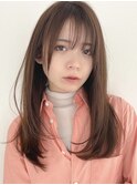 大人美人艶カラーベージュ小顔カット透明感レイヤーロング