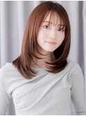 暗髪ローライトカラー小顔セミロングレイヤーbs2上尾20代30代