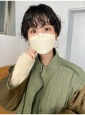 ショートパーマ_グレージュカラーボブウルフ_ba403091