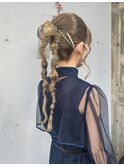 【お呼ばれアレンジ】ツインポニーの編み込みアレンジ