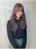 切りっぱなしボブ エアリーロング 美髪 ピンクブラウン
