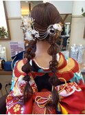 編みおろしツイン 成人式ヘアセット