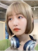 美髪/ワイドバング/外ハネボブ/ホワイトブロンド[名古屋駅/名駅]