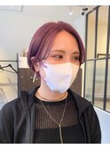 大人ショートハイトーンアッシュピンクカラー10代20代30代