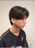 メンズセンターパートニュアンスフェザーパーマ群馬高崎眉毛