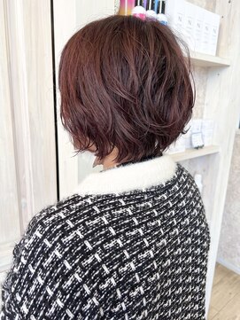 キャアリー(Caary) 福山Caary30代40代50代春暖色ふんわりパーマ立体感ショートボブ