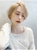ナチュラルショート_オリーブカラーハイライトカラー_7713