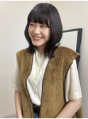 【Cuem 小原】ワイドバング　鎖骨ボブ　グレージュ　暗髪