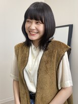 キュエム(Cuem)&nbsp;【Cuem 小原】ワイドバング　鎖骨ボブ　グレージュ　暗髪